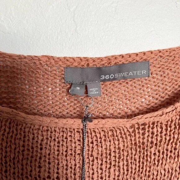 NWT 360 Sweater Linen Cotton Asymmetrical Open Knit Sweater - Picture 5 of 5